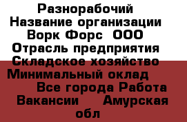 Разнорабочий › Название организации ­ Ворк Форс, ООО › Отрасль предприятия ­ Складское хозяйство › Минимальный оклад ­ 27 000 - Все города Работа » Вакансии   . Амурская обл.